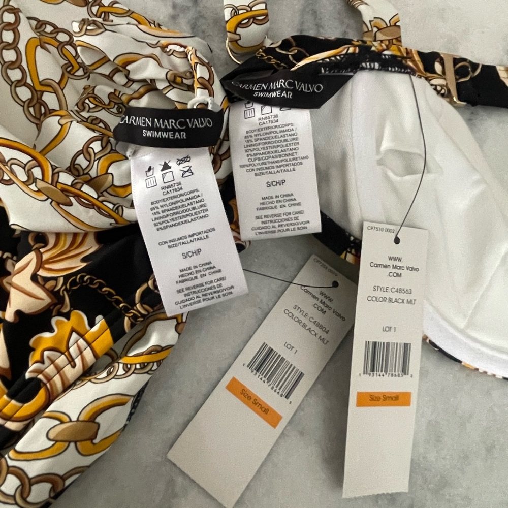 ‼️SOLD‼️Carmen Marc Valvo Swim Sense Filigree Status High Waist Bikini size S - Picture 12 of 12